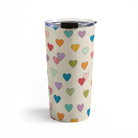 Cuss Yeah Designs Groovy Multicolored Hearts Travel Mug
