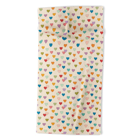 Cuss Yeah Designs Groovy Multicolored Hearts Beach Towel