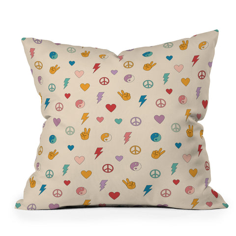 Cuss Yeah Designs Groovy Peace and Love Throw Pillow