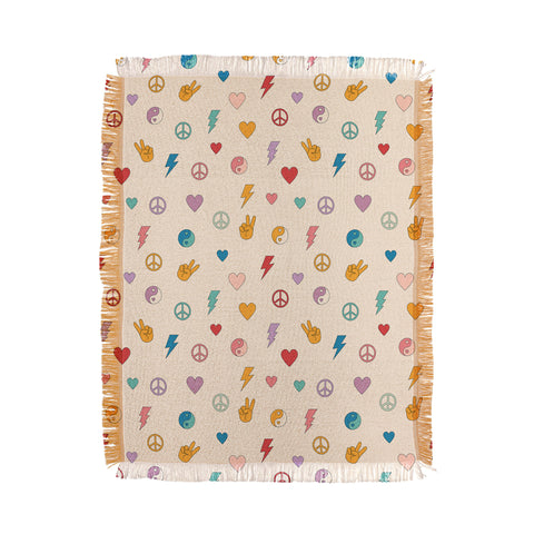 Cuss Yeah Designs Groovy Peace and Love Throw Blanket