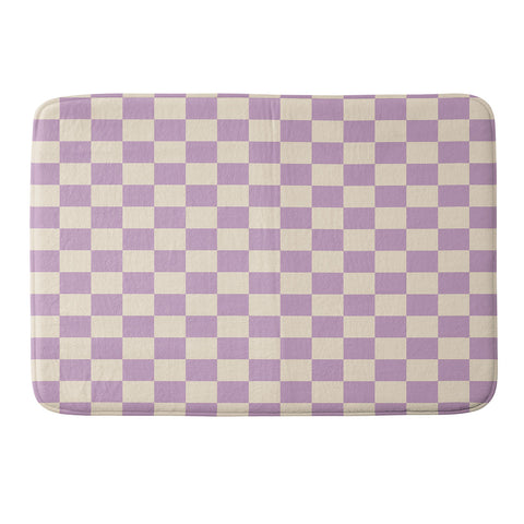 Cuss Yeah Designs Lavender Checker Pattern Memory Foam Bath Mat
