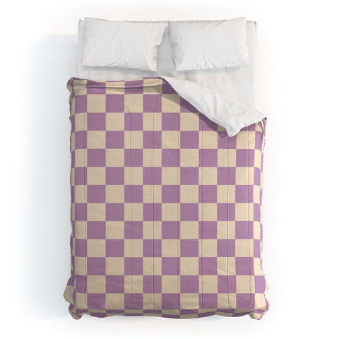 Cuss Yeah Designs Lavender Checker Pattern Comforter