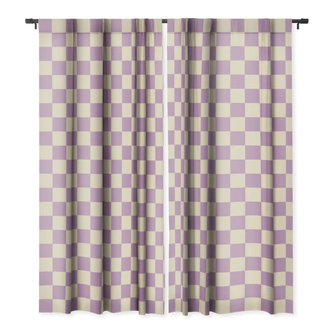 Cuss Yeah Designs Lavender Checker Pattern Blackout Window Curtain