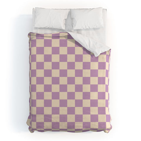 Cuss Yeah Designs Lavender Checker Pattern Duvet Cover