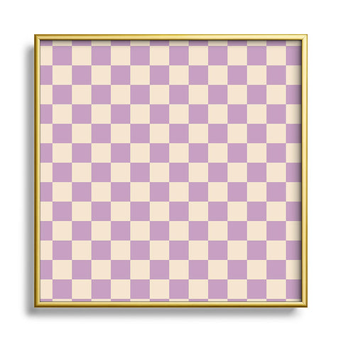Cuss Yeah Designs Lavender Checker Pattern Square Metal Framed Art Print