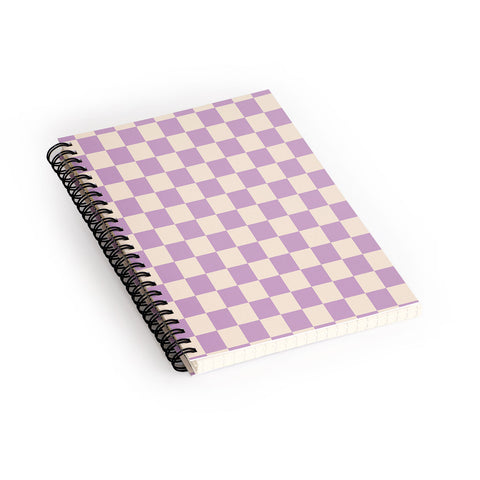 Cuss Yeah Designs Lavender Checker Pattern Spiral Notebook