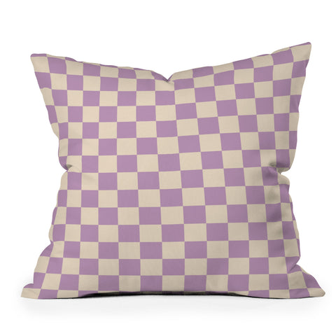 Cuss Yeah Designs Lavender Checker Pattern Throw Pillow