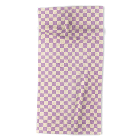 Cuss Yeah Designs Lavender Checker Pattern Beach Towel