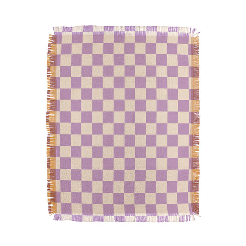 Cuss Yeah Designs Lavender Checker Pattern Throw Blanket
