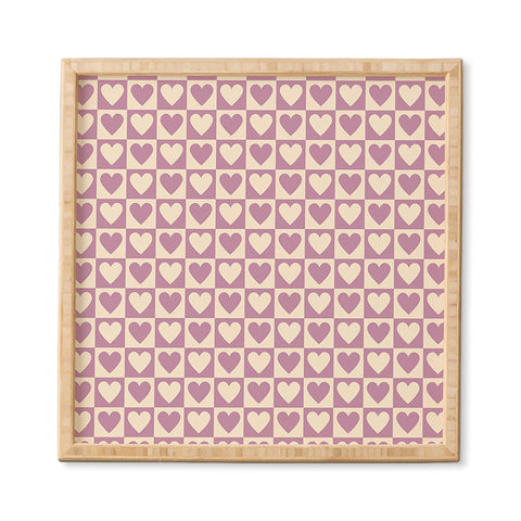 Cuss Yeah Designs Lavender Checkered Hearts Framed Wall Art