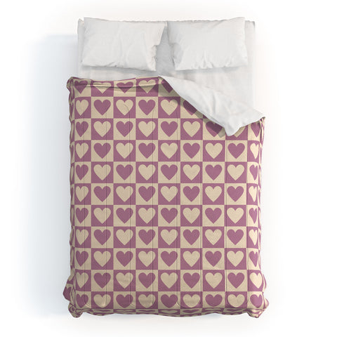 Cuss Yeah Designs Lavender Checkered Hearts Comforter