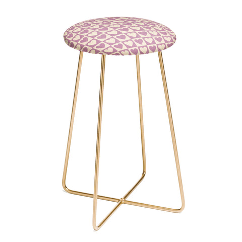 Cuss Yeah Designs Lavender Checkered Hearts Counter Stool