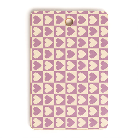 Cuss Yeah Designs Lavender Checkered Hearts Cutting Board Rectangle