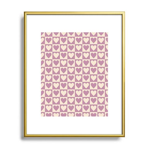 Cuss Yeah Designs Lavender Checkered Hearts Metal Framed Art Print