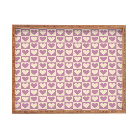 Cuss Yeah Designs Lavender Checkered Hearts Rectangular Tray