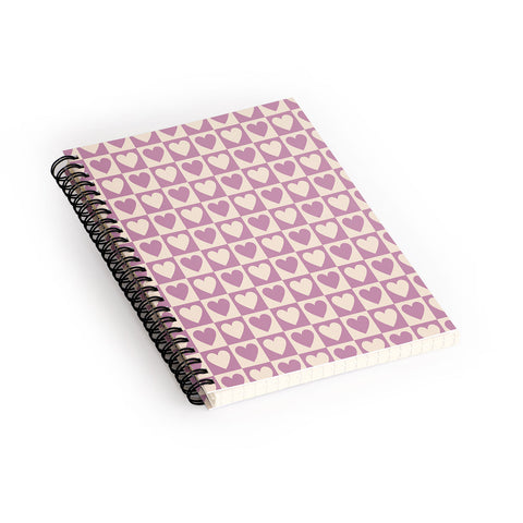 Cuss Yeah Designs Lavender Checkered Hearts Spiral Notebook