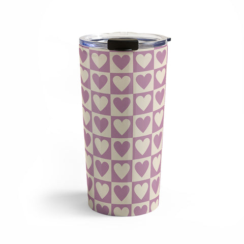 Cuss Yeah Designs Lavender Checkered Hearts Travel Mug
