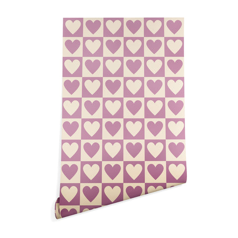Cuss Yeah Designs Lavender Checkered Hearts Wallpaper