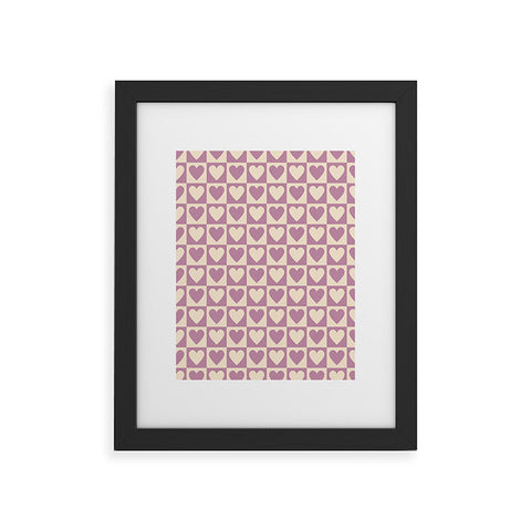 Cuss Yeah Designs Lavender Checkered Hearts Framed Art Print