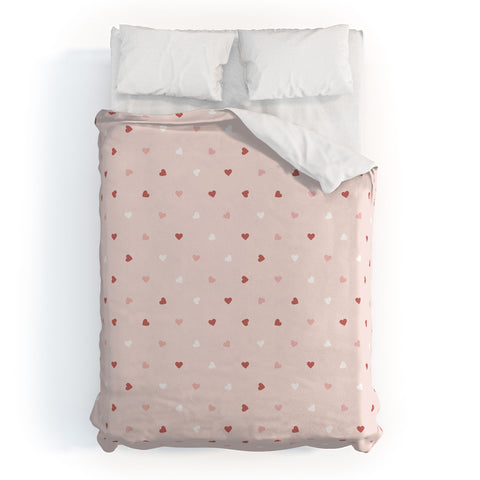 Cuss Yeah Designs Mini Red Pink and White Hearts Duvet Cover