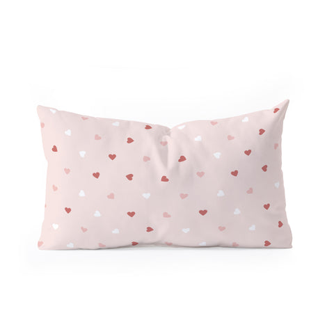 Cuss Yeah Designs Mini Red Pink and White Hearts Oblong Throw Pillow