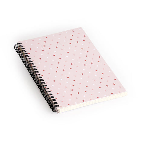 Cuss Yeah Designs Mini Red Pink and White Hearts Spiral Notebook