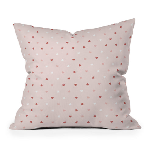 Cuss Yeah Designs Mini Red Pink and White Hearts Throw Pillow