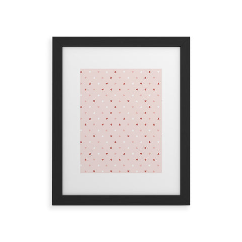 Cuss Yeah Designs Mini Red Pink and White Hearts Framed Art Print