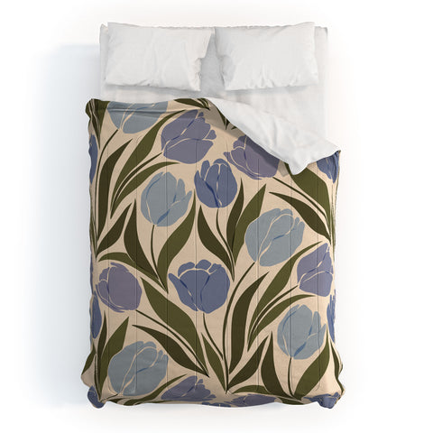 Cuss Yeah Designs Periwinkle Tulip Field Comforter