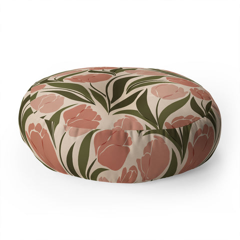 Cuss Yeah Designs Pink Tulip Field Floor Pillow Round