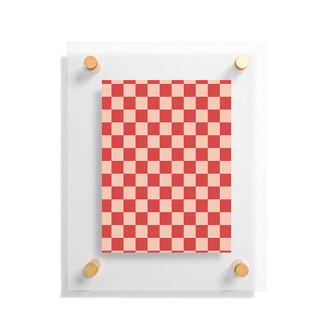 Cuss Yeah Designs Red and Pink Checker Pattern Floating Acrylic Print