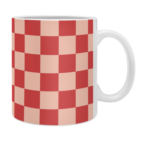 Cuss Yeah Designs Red and Pink Checker Pattern Coffee Mug