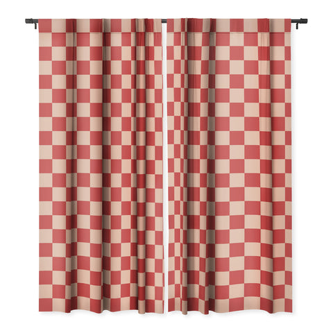 Cuss Yeah Designs Red and Pink Checker Pattern Blackout Window Curtain
