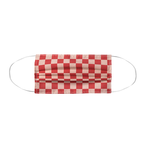 Cuss Yeah Designs Red and Pink Checker Pattern Face Mask