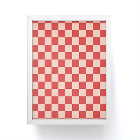 Cuss Yeah Designs Red and Pink Checker Pattern Framed Mini Art Print