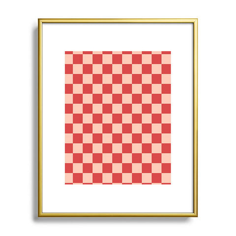 Cuss Yeah Designs Red and Pink Checker Pattern Metal Framed Art Print