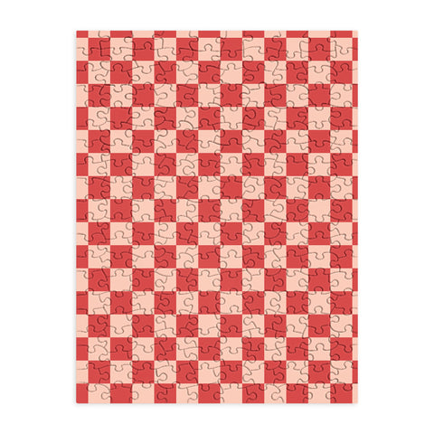 Cuss Yeah Designs Red and Pink Checker Pattern Puzzle