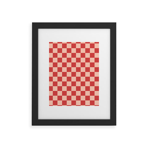 Cuss Yeah Designs Red and Pink Checker Pattern Framed Art Print