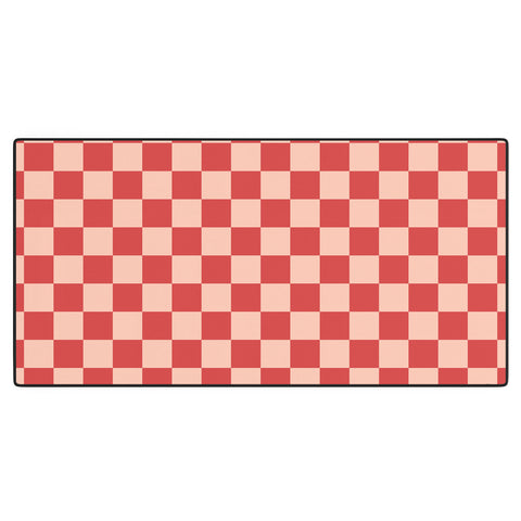 Cuss Yeah Designs Red and Pink Checker Pattern Desk Mat