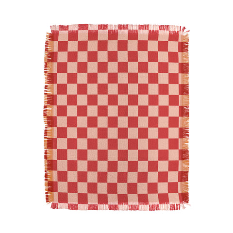 Cuss Yeah Designs Red and Pink Checker Pattern Throw Blanket