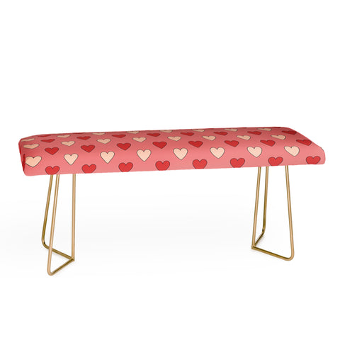 Cuss Yeah Designs Red and Pink Hearts Bench