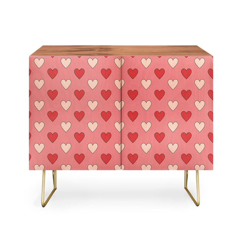 Cuss Yeah Designs Red and Pink Hearts Credenza