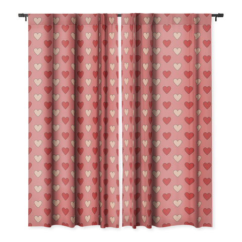 Cuss Yeah Designs Red and Pink Hearts Blackout Window Curtain