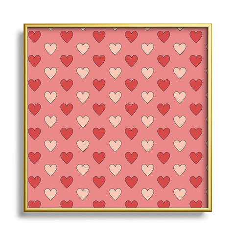 Cuss Yeah Designs Red and Pink Hearts Square Metal Framed Art Print