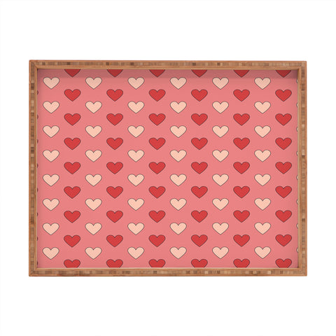 Cuss Yeah Designs Red and Pink Hearts Rectangular Tray