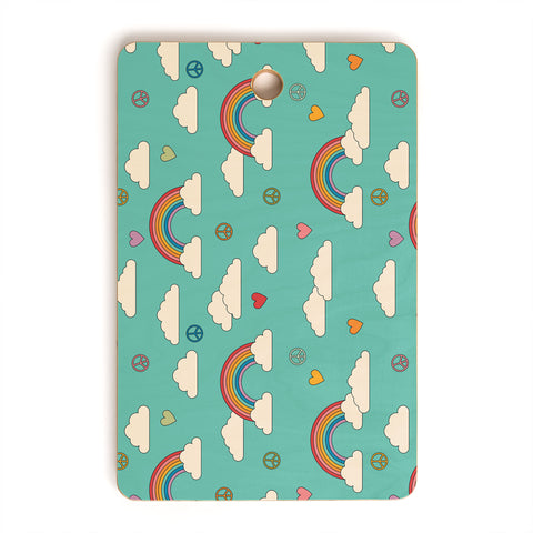 Cuss Yeah Designs Retro Hearts and Rainbows Cutting Board Rectangle