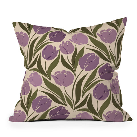 Cuss Yeah Designs Violet Tulip Field Throw Pillow