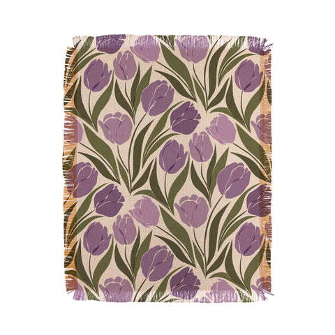 Cuss Yeah Designs Violet Tulip Field Throw Blanket