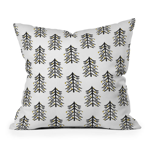 Cynthia Haller Black and gold spiky tree Outdoor Throw Pillow