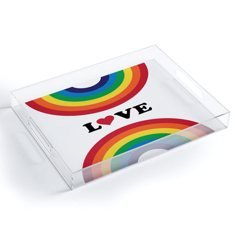 CynthiaF 70s Love Rainbow Acrylic Tray